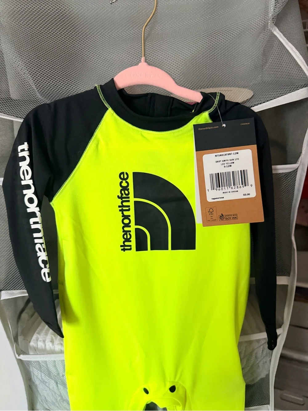 The North Face Neon Yellow & Black One-Piece Kids Rash Guard Swimsuit